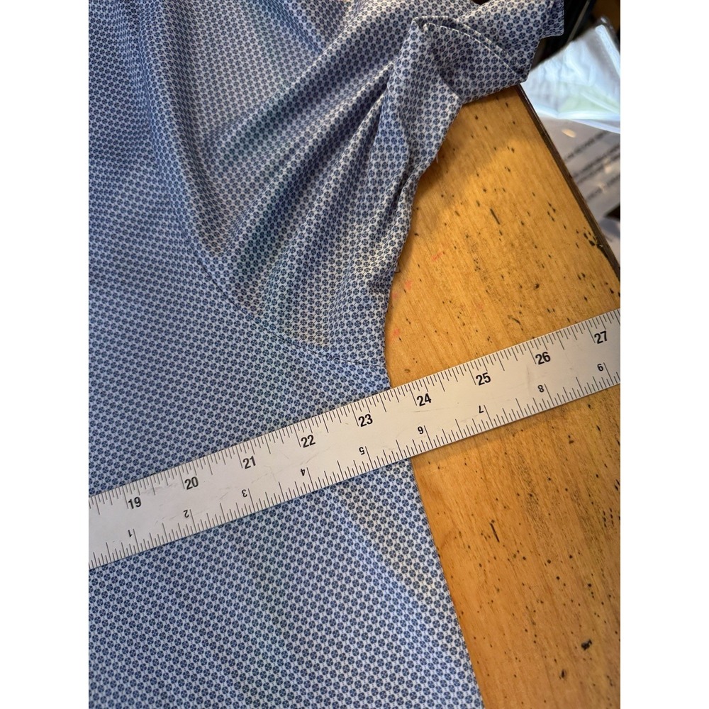 Collars & Co Dress Collar Polo Mens XL Performance Blue Geometric Print All Over - Picture 5 of 8